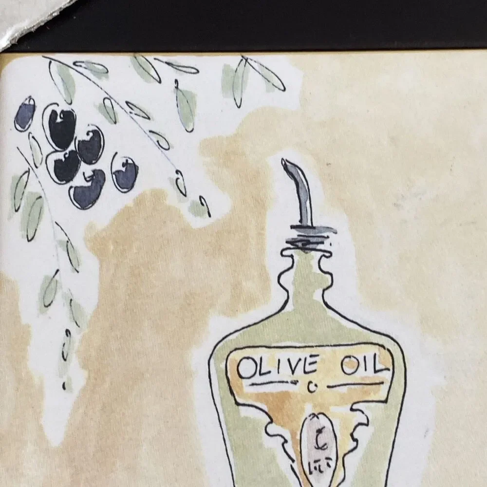 Vtg Sarina Tile Wall Art 8x8 Italian Olive Oil Bottle Kitchen Still Life Decor